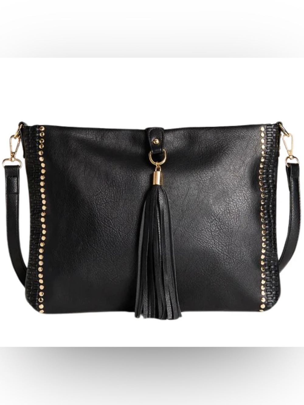 Jen & Co Marie Crossbody Black Faux Leather Studded